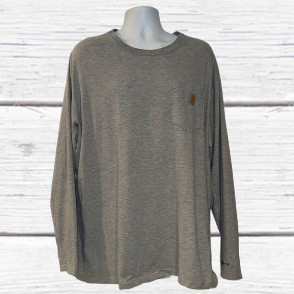 Carhartt Force Relaxed Fit Long Sleeve T-Shirt 2XL Gray Pocket Tee - Picture 2 of 10